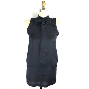 Club Monaco Black Bow Collar Dress Rolled Sleeves